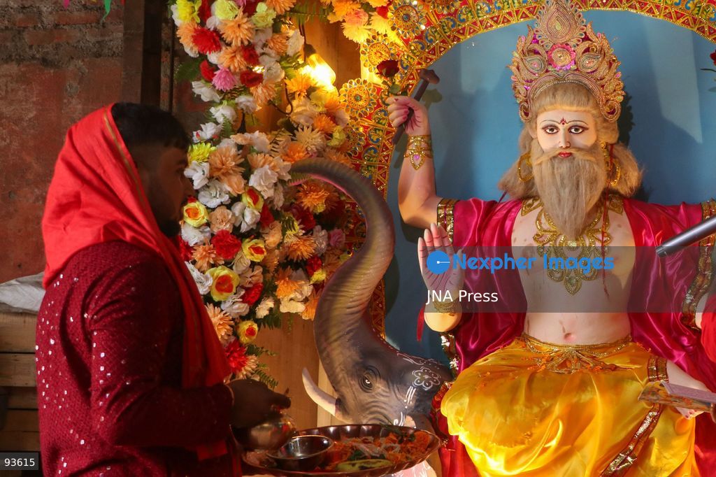 KATHMANDU, NEPAL, SEPTEMBER 17, 2026: Devotees observe Bishwokarma Puja in Kathmandu, worshipping Lord Bishwokarma and offering prayers to tools, machinery and vehicles. The Hindu festival is traditionally observed by artisans, workers, engineers and businesses seeking blessings for safety, prosperity and success. Photo by Shankar / JNA Press. (Photo by Shankar Bhujel/JNA Press via Nexpher Images)