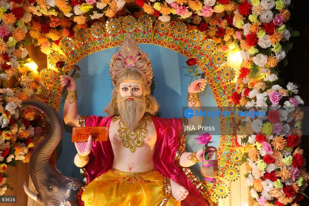 KATHMANDU, NEPAL, SEPTEMBER 17, 2026: Devotees observe Bishwokarma Puja in Kathmandu, worshipping Lord Bishwokarma and offering prayers to tools, machinery and vehicles. The Hindu festival is traditionally observed by artisans, workers, engineers and businesses seeking blessings for safety, prosperity and success. Photo by Shankar / JNA Press. (Photo by Shankar Bhujel/JNA Press via Nexpher Images)