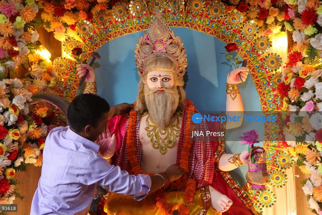 KATHMANDU, NEPAL, SEPTEMBER 17, 2026: Devotees observe Bishwokarma Puja in Kathmandu, worshipping Lord Bishwokarma and offering prayers to tools, machinery and vehicles. The Hindu festival is traditionally observed by artisans, workers, engineers and businesses seeking blessings for safety, prosperity and success. Photo by Shankar / JNA Press. (Photo by Shankar Bhujel/JNA Press via Nexpher Images)