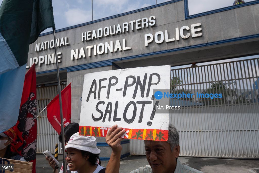 QUEZON CITY, PHILIPPINES, SEPTEMBER 17, 2026: Environmental defenders and Indigenous groups gather outside Camp Crame in Quezon City to protest police actions against communities opposing mining exploration in Kasibu, Nueva Vizcaya. The demonstration follows the August 28 police dispersal of an anti-mining barricade in Barangay Paquet, where 11 protesters were arrested during a dispute over the entry of North Luzon Mineral Resources Corporation for mineral exploration. The 11 were later released on bail, while charges against them remain pending. Photo by Chares Edmon / JNA Press. (Photo by Charles Edmon S. Perez/JNA Press via Nexpher Images)