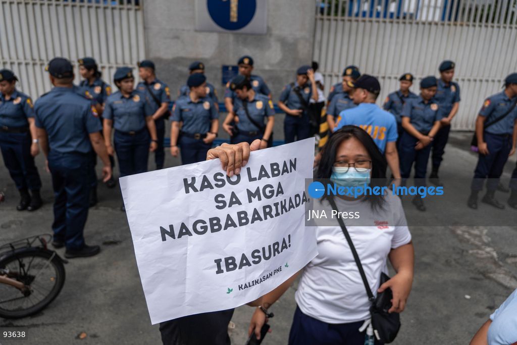 QUEZON CITY, PHILIPPINES, SEPTEMBER 17, 2026: Environmental defenders and Indigenous groups gather outside Camp Crame in Quezon City to protest police actions against communities opposing mining exploration in Kasibu, Nueva Vizcaya. The demonstration follows the August 28 police dispersal of an anti-mining barricade in Barangay Paquet, where 11 protesters were arrested during a dispute over the entry of North Luzon Mineral Resources Corporation for mineral exploration. The 11 were later released on bail, while charges against them remain pending. Photo by Chares Edmon / JNA Press. (Photo by Charles Edmon S. Perez/JNA Press via Nexpher Images)