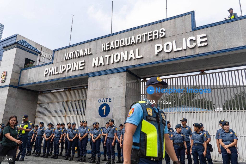 QUEZON CITY, PHILIPPINES, SEPTEMBER 17, 2026: Environmental defenders and Indigenous groups gather outside Camp Crame in Quezon City to protest police actions against communities opposing mining exploration in Kasibu, Nueva Vizcaya. The demonstration follows the August 28 police dispersal of an anti-mining barricade in Barangay Paquet, where 11 protesters were arrested during a dispute over the entry of North Luzon Mineral Resources Corporation for mineral exploration. The 11 were later released on bail, while charges against them remain pending. Photo by Chares Edmon / JNA Press. (Photo by Charles Edmon S. Perez/JNA Press via Nexpher Images)