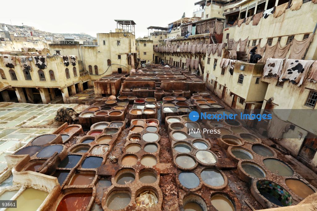FEZ, MOROCCO, SEPTEMBER 17, 2026: Workers process and dye leather using traditional methods at the historic Chouara Tannery in Fez. The centuries-old tannery is known for its stone vats, where hides are treated and dyed by hand as part of a leather-making tradition that remains active in the city’s old medina. Photo by Berke Arakli / JNA Press. (Photo by Berke Araklı/JNA Press via Nexpher Images)