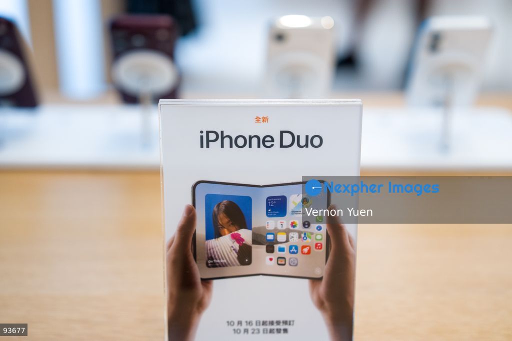 A Iphone Duo sign at an apple store on the first day on sale of the iphone 18 pro on September 18, 2026 in Hong Kong. (Photo by Vernon Yuen/Nexpher Images)