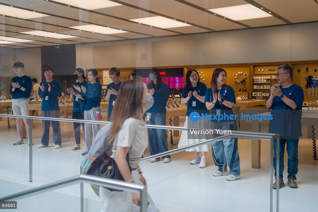 Buyers arriving at an apple store on the first day on sale of the iphone 18 pro on September 18, 2026 in Hong Kong. (Photo by Vernon Yuen/Nexpher Images)