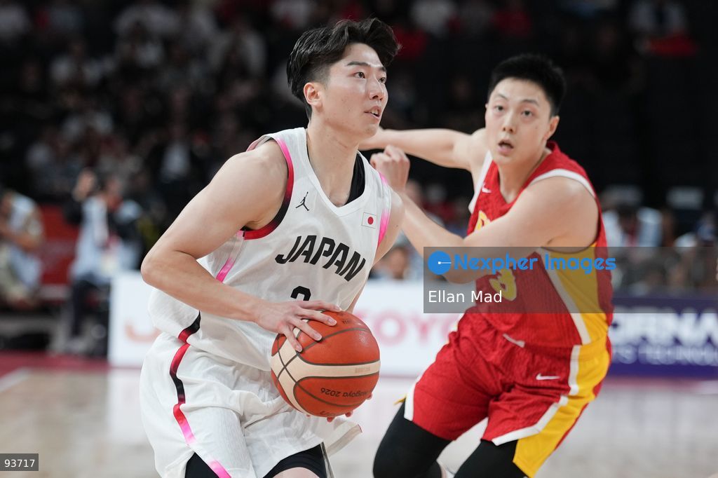 Kotetsu Kurokawa of Team Japan and Hu Mingxuan of team china during the Japan vs China Semi Finals Basketball game at the 2026 Asian Games on September 18, 2026 in Nagoya, Japan. (Photo by Ellan Mad/Nexpher Images)