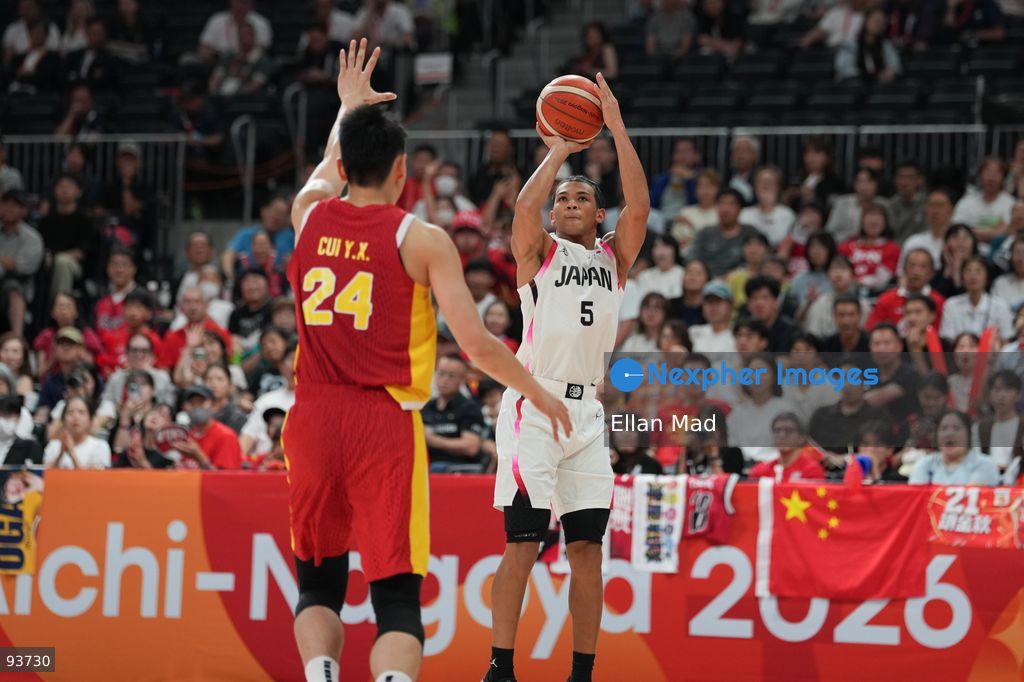 John Harper Jr of team Japan attempts a score during the Japan vs China Semi Finals Basketball game at the 2026 Asian Games on September 18, 2026 in Nagoya, Japan. (Photo by Ellan Mad/Nexpher Images)