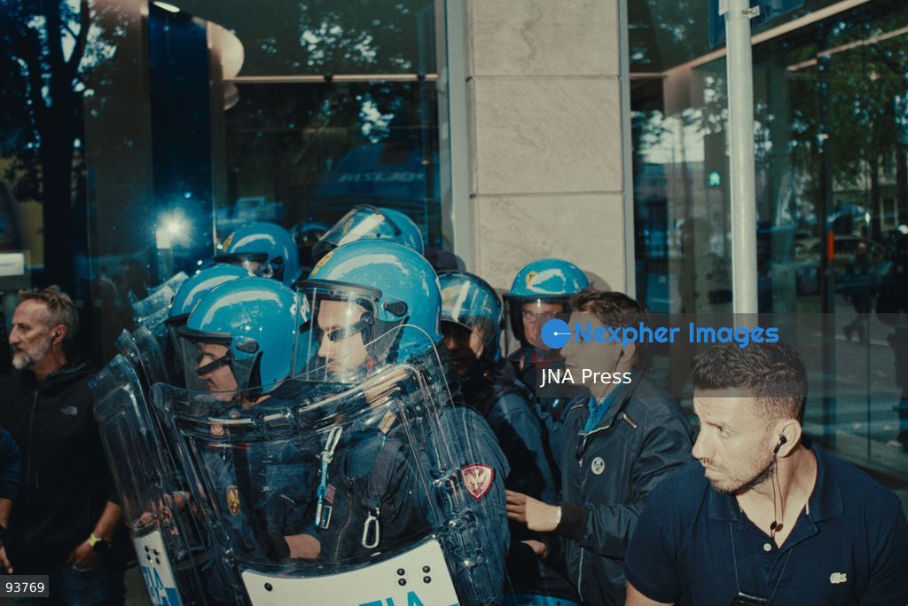 TURIN, ITALY, SEPTEMBER 18, 2026: Demonstrators confront a man during a protest against Futuro Nazionale leader Roberto Vannacci near the NH Hotel in Turin, where Vannacci was attending a conference on urban security organized by the FSP police union. Protesters said the man had insulted participants, while he denied insulting them and said the confrontation began after he asked about a Palestinian flag. Digos officers intervened as demonstrators followed the man away from the protest. Photo by Julian Nelaj / JNA Press. (Photo by Julian Nelaj/JNA Press via Nexpher Images)