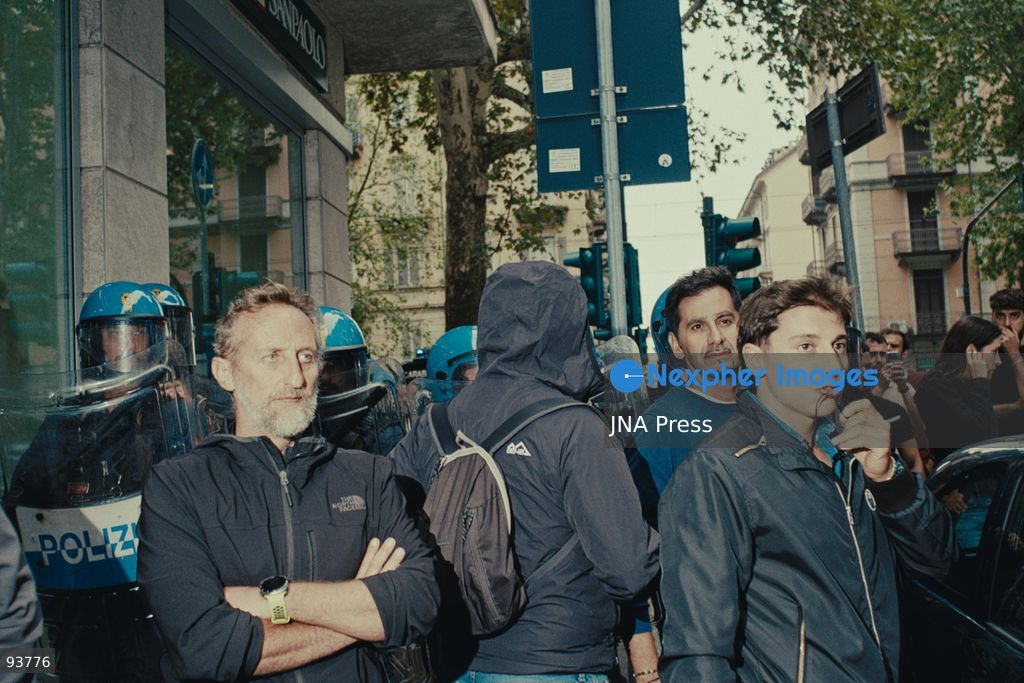 TURIN, ITALY, SEPTEMBER 18, 2026: Demonstrators confront a man during a protest against Futuro Nazionale leader Roberto Vannacci near the NH Hotel in Turin, where Vannacci was attending a conference on urban security organized by the FSP police union. Protesters said the man had insulted participants, while he denied insulting them and said the confrontation began after he asked about a Palestinian flag. Digos officers intervened as demonstrators followed the man away from the protest. Photo by Julian Nelaj / JNA Press. (Photo by Julian Nelaj/JNA Press via Nexpher Images)