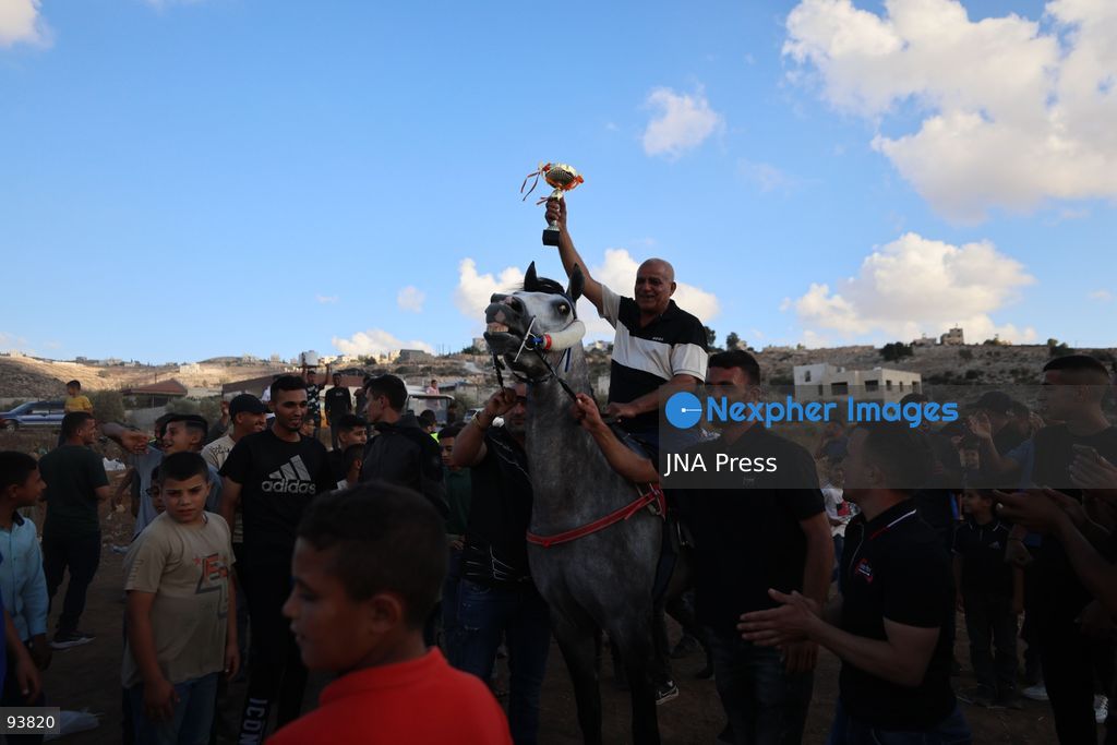 AL-MAJD, HEBRON, OCCUPIED WEST BANK, SEPTEMBER 18, 2026: Palestinian riders compete in a race featuring purebred Arabian horses in the village of Al-Majd, near Dura, south of Hebron, as local equestrian activities resume following a suspension during the war in Gaza. Photo by Mosab Shawer / JNA Press. (Photo by Mosab shawer/JNA Press via Nexpher Images)