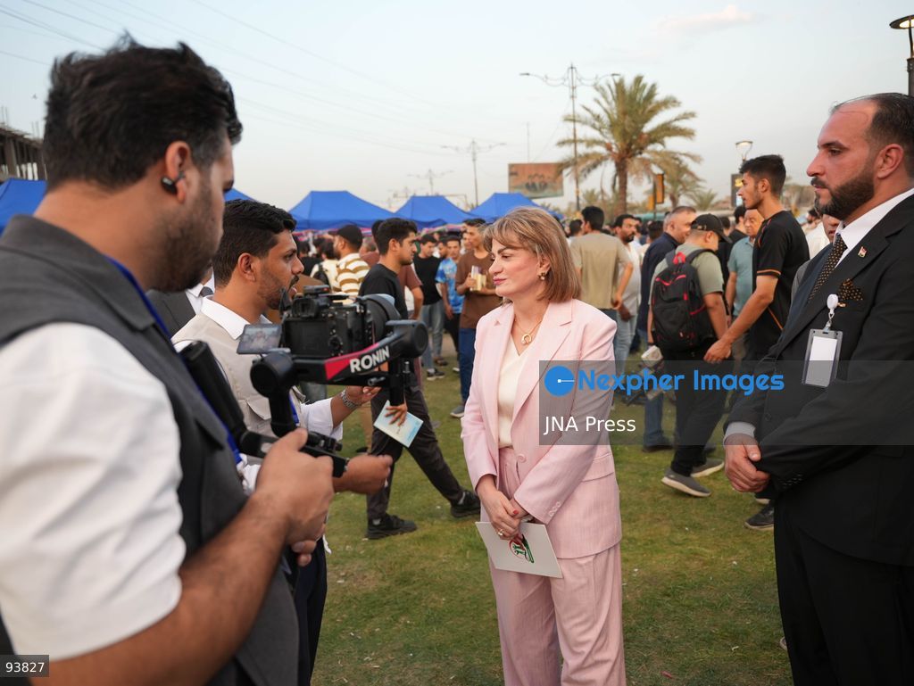 BAGHDAD, IRAQ, SEPTEMBER 18, 2026: Visitors attend the third edition of the Book Festival at Muzaffar Square in Sadr City, eastern Baghdad. Organizers distributed 12,000 books free of charge during the event, which aims to encourage reading and make books more accessible to the local community. Photo by Muntazer Sahip/ JNA Press. (Photo by Muntazer Uday Sahib/JNA Press via Nexpher Images)