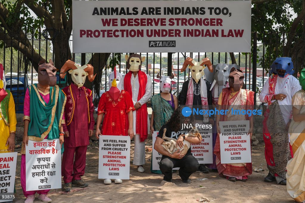 NEW DELHI, INDIA, SEPTEMBER 18, 2026: PETA India supporters wearing animal masks and traditional regional attire take part in a demonstration at Ramlila Maidan in New Delhi, calling for stronger animal protection laws and stricter penalties for animal cruelty under the Prevention of Cruelty to Animals Act, 1960. Photo by Yanni rawat / JNA Press. (Photo by yanni rawat/JNA Press via Nexpher Images)