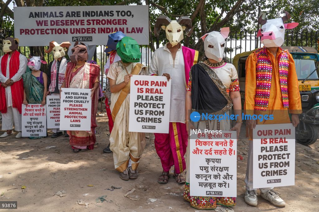 NEW DELHI, INDIA, SEPTEMBER 18, 2026: PETA India supporters wearing animal masks and traditional regional attire take part in a demonstration at Ramlila Maidan in New Delhi, calling for stronger animal protection laws and stricter penalties for animal cruelty under the Prevention of Cruelty to Animals Act, 1960. Photo by Yanni rawat / JNA Press. (Photo by yanni rawat/JNA Press via Nexpher Images)