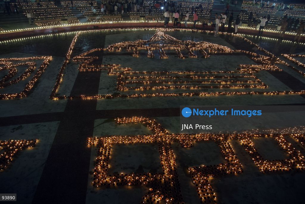 LUCKNOW, INDIA, SEPTEMBER 17, 2026: Thousands of earthen lamps illuminate Rashtra Prerna Sthal in Lucknow during an event marking Indian Prime Minister Narendra Modi’s 76th birthday. Organizers said approximately 350,000 lamps were lit during the celebration. Photo by Jitendra Prakash / JNA Press. (Photo by Jitendra Prakash/JNA Press via Nexpher Images)