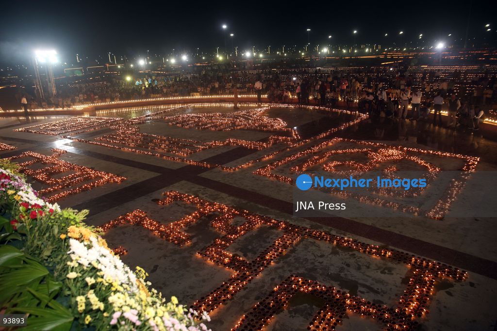 LUCKNOW, INDIA, SEPTEMBER 17, 2026: Thousands of earthen lamps illuminate Rashtra Prerna Sthal in Lucknow during an event marking Indian Prime Minister Narendra Modi’s 76th birthday. Organizers said approximately 350,000 lamps were lit during the celebration. Photo by Jitendra Prakash / JNA Press. (Photo by Jitendra Prakash/JNA Press via Nexpher Images)