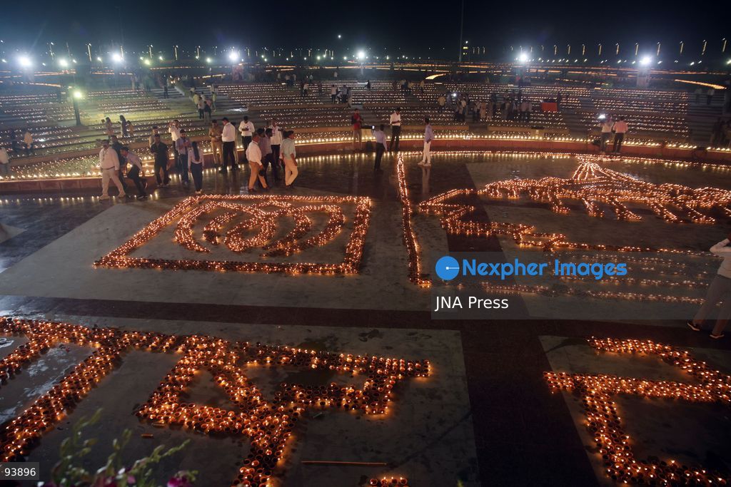 LUCKNOW, INDIA, SEPTEMBER 17, 2026: Thousands of earthen lamps illuminate Rashtra Prerna Sthal in Lucknow during an event marking Indian Prime Minister Narendra Modi’s 76th birthday. Organizers said approximately 350,000 lamps were lit during the celebration. Photo by Jitendra Prakash / JNA Press. (Photo by Jitendra Prakash/JNA Press via Nexpher Images)
