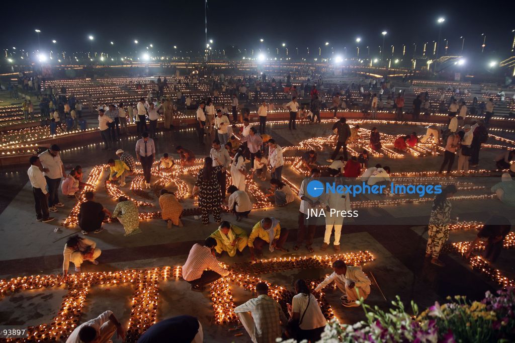 LUCKNOW, INDIA, SEPTEMBER 17, 2026: Thousands of earthen lamps illuminate Rashtra Prerna Sthal in Lucknow during an event marking Indian Prime Minister Narendra Modi’s 76th birthday. Organizers said approximately 350,000 lamps were lit during the celebration. Photo by Jitendra Prakash / JNA Press. (Photo by Jitendra Prakash/JNA Press via Nexpher Images)