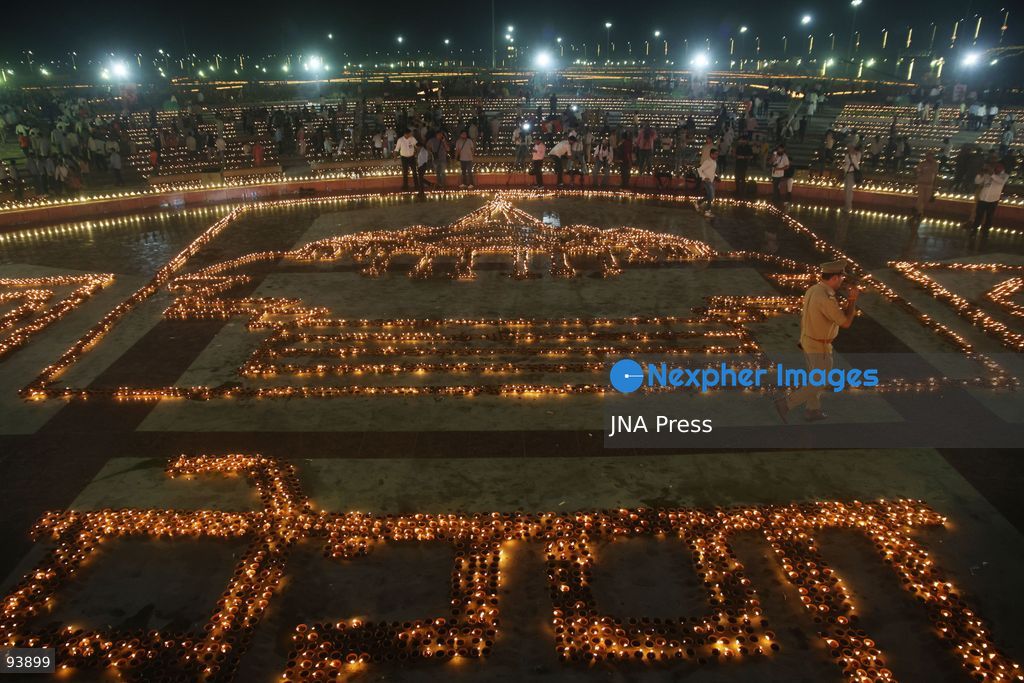 LUCKNOW, INDIA, SEPTEMBER 17, 2026: Thousands of earthen lamps illuminate Rashtra Prerna Sthal in Lucknow during an event marking Indian Prime Minister Narendra Modi’s 76th birthday. Organizers said approximately 350,000 lamps were lit during the celebration. Photo by Jitendra Prakash / JNA Press. (Photo by Jitendra Prakash/JNA Press via Nexpher Images)