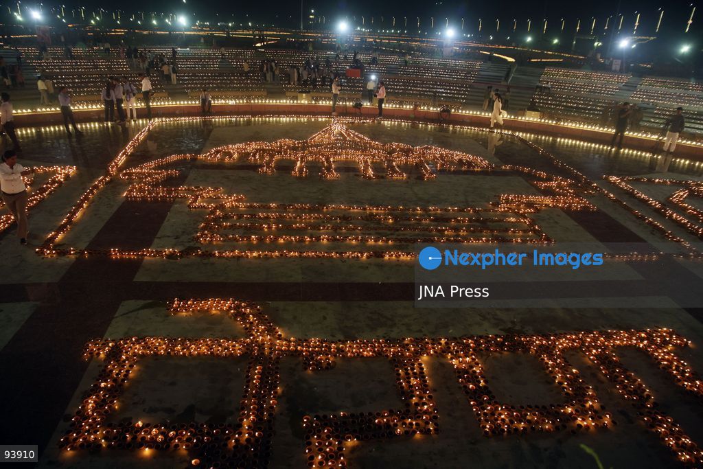 LUCKNOW, INDIA, SEPTEMBER 17, 2026: Thousands of earthen lamps illuminate Rashtra Prerna Sthal in Lucknow during an event marking Indian Prime Minister Narendra Modi’s 76th birthday. Organizers said approximately 350,000 lamps were lit during the celebration. Photo by Jitendra Prakash / JNA Press. (Photo by Jitendra Prakash/JNA Press via Nexpher Images)