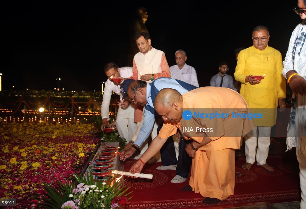 LUCKNOW, INDIA, SEPTEMBER 17, 2026: Thousands of earthen lamps illuminate Rashtra Prerna Sthal in Lucknow during an event marking Indian Prime Minister Narendra Modi’s 76th birthday. Organizers said approximately 350,000 lamps were lit during the celebration. Photo by Jitendra Prakash / JNA Press. (Photo by Jitendra Prakash/JNA Press via Nexpher Images)