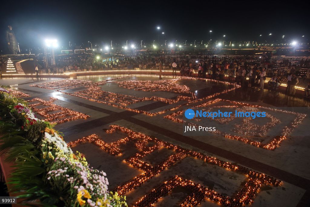LUCKNOW, INDIA, SEPTEMBER 17, 2026: Thousands of earthen lamps illuminate Rashtra Prerna Sthal in Lucknow during an event marking Indian Prime Minister Narendra Modi’s 76th birthday. Organizers said approximately 350,000 lamps were lit during the celebration. Photo by Jitendra Prakash / JNA Press. (Photo by Jitendra Prakash/JNA Press via Nexpher Images)
