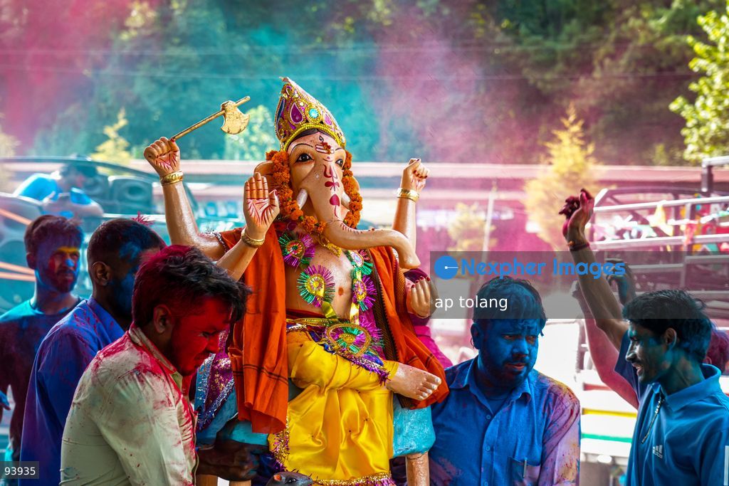 Kathmandu, Nepal - September 18, 2026: Hindu devotees perform the immersion of an idol of Lord Vishwakarma into the waters of the Bagmati River at Chobhar in Kathmandu, Nepal. (Photo by ap tolang/Nexpher Images)
