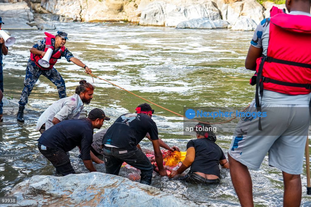 Kathmandu, Nepal - September 18, 2026: Hindu devotees perform the immersion of an idol of Lord Vishwakarma into the waters of the Bagmati River at Chobhar in Kathmandu, Nepal. (Photo by ap tolang/Nexpher Images)