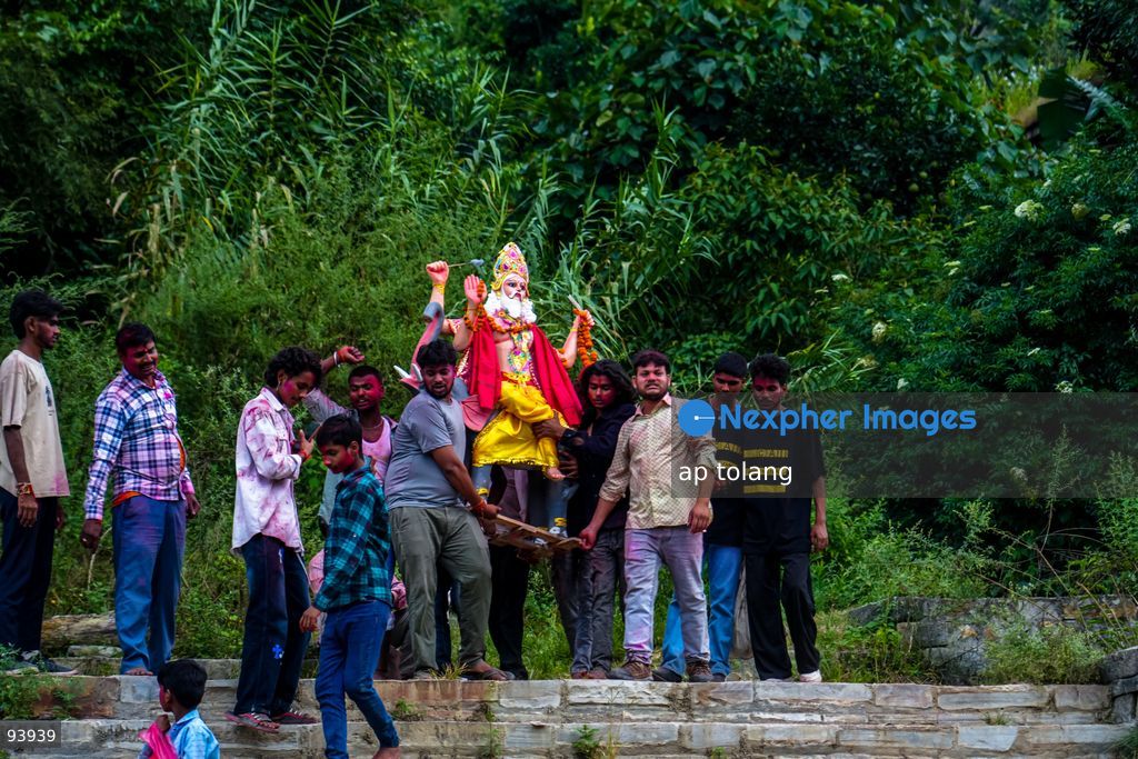 Kathmandu, Nepal - September 18, 2026: Hindu devotees perform the immersion of an idol of Lord Vishwakarma into the waters of the Bagmati River at Chobhar in Kathmandu, Nepal. (Photo by ap tolang/Nexpher Images)