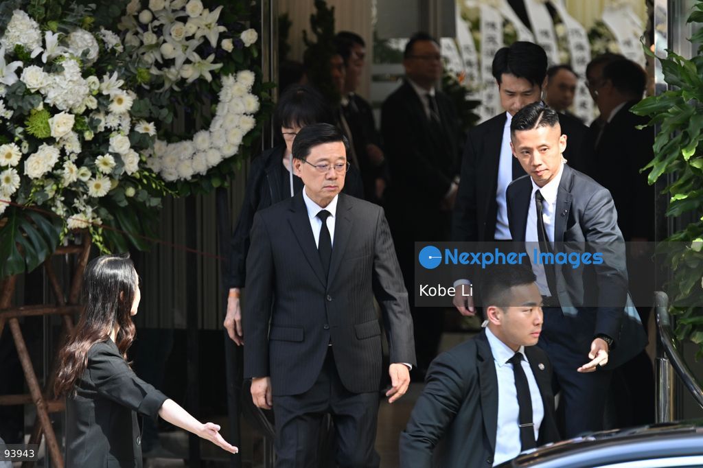 John Lee, Chief Executive leaving the Hong Kong Funeral Home in North Point on September 19, 2026 in Hong Kong. Today, the public memorial ceremony for Hong Kong's first Chief Executive, Tung Chee-hwa at the Hong Kong Funeral Home in North Point. (Photo by Kobe Li/Nexpher Images)