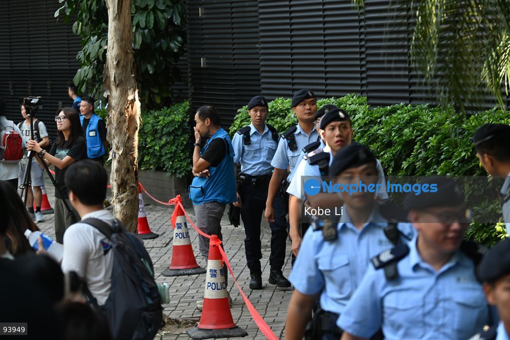 Polices checking outside of the Hong Kong Funeral Home in North Point on September 19, 2026 in Hong Kong. Today, the public memorial ceremony for Hong Kong's first Chief Executive, Tung Chee-hwa at the Hong Kong Funeral Home in North Point. (Photo by Kobe Li/Nexpher Images)