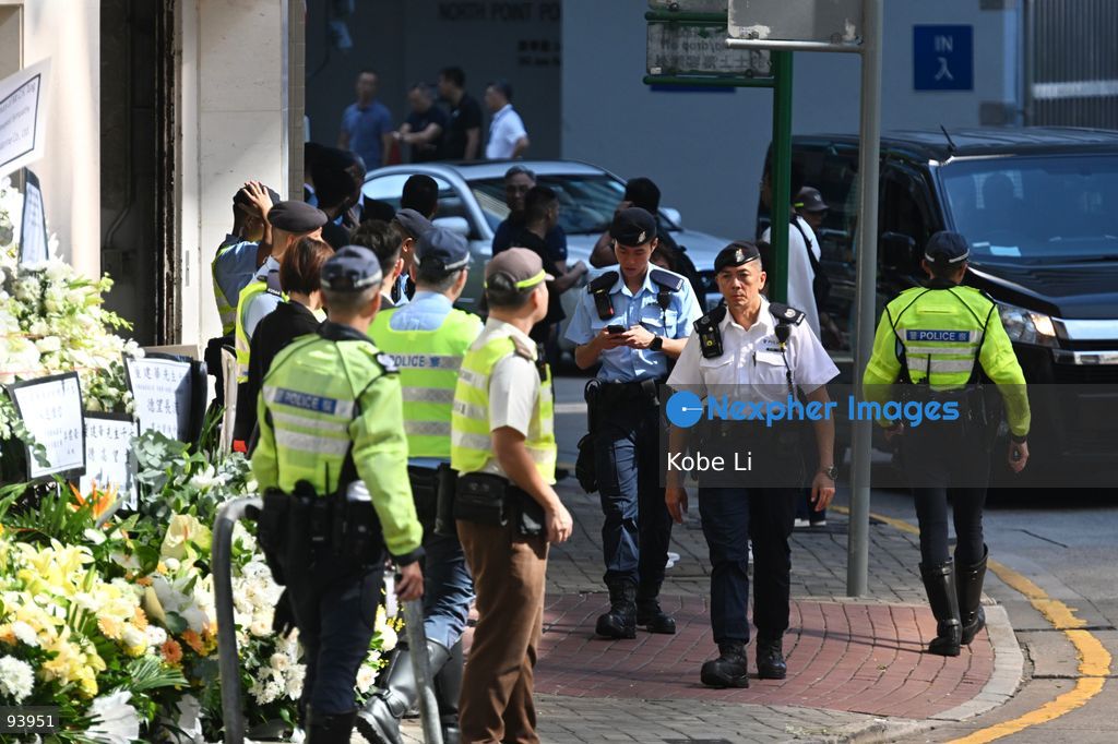 Polices checking outside of the Hong Kong Funeral Home in North Point on September 19, 2026 in Hong Kong. Today, the public memorial ceremony for Hong Kong's first Chief Executive, Tung Chee-hwa at the Hong Kong Funeral Home in North Point. (Photo by Kobe Li/Nexpher Images)