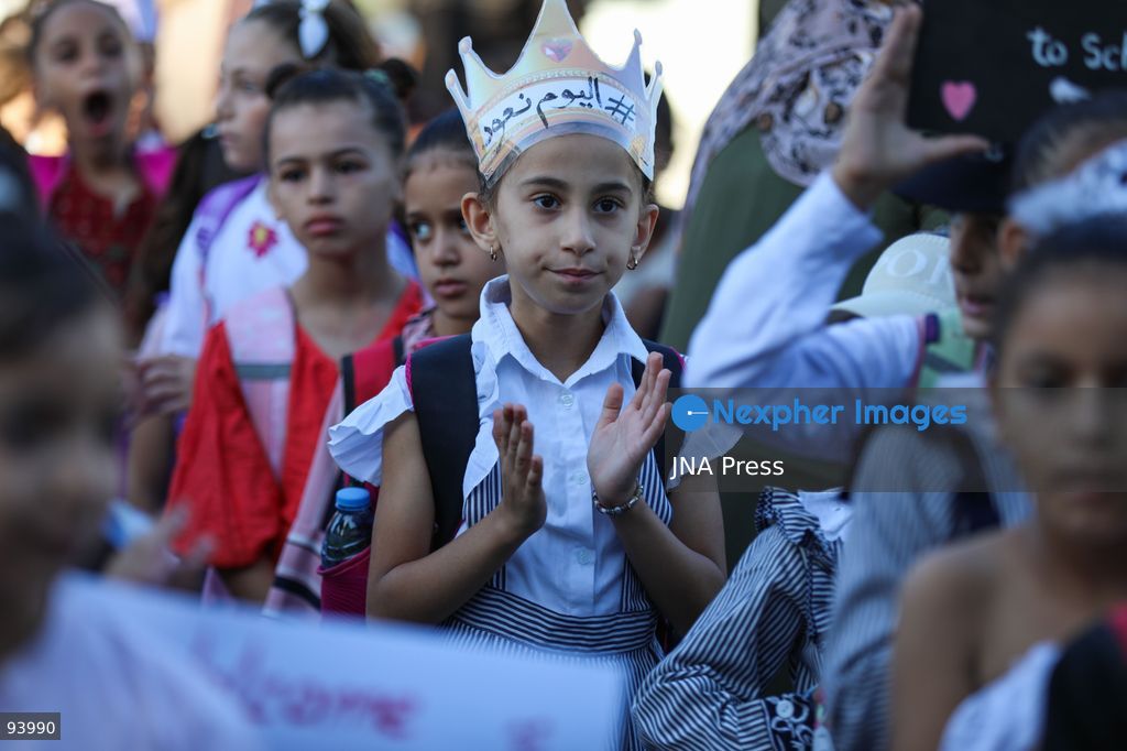 NUSEIRAT, GAZA STRIP, SEPTEMBER 19, 2026: Palestinian children return to classrooms at an UNRWA school in Nuseirat refugee camp in the central Gaza Strip as in-person education gradually resumes following years of disruption caused by the war. The return comes as the new academic year begins in Gaza, where widespread destruction, displacement and the use of school buildings as shelters have severely disrupted access to education. Photo by Ramzi Abu Amer / JNA Press. (Photo by Ramzi Abu Amer/JNA Press via Nexpher Images)