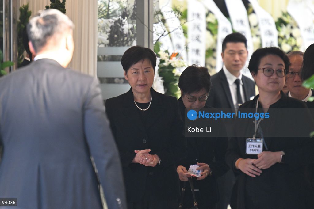 Carrie Lam Cheng Yuet-ngor, Former Chief Executive, leaving the Hong Kong Funeral Home in North Point on September 19, 2026 in Hong Kong. Today, the public memorial ceremony for Hong Kong's first Chief Executive, Tung Chee-hwa at the Hong Kong Funeral Home in North Point. (Photo by Kobe Li/Nexpher Images)