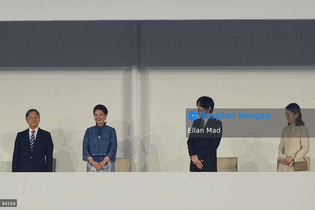 The Japanese royal family on a viewing balcony at the 2026 Asian Games opening ceremony on September 19, 2026 in Nagoya, Japan. (Photo by Ellan Mad/Nexpher Images)