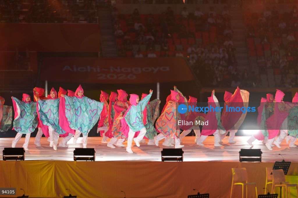 A performance at the 2026 Asian Games opening ceremony on September 19, 2026 in Nagoya, Japan. (Photo by Ellan Mad/Nexpher Images)