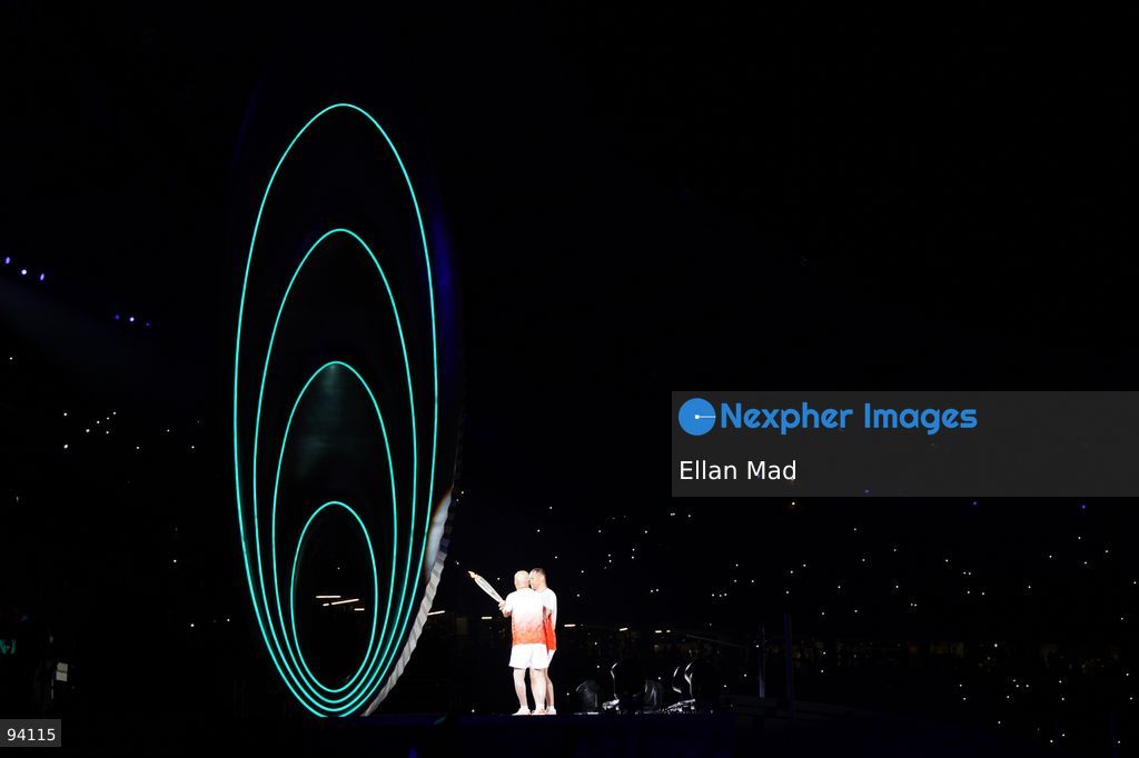 Athletes holding the torch at the 2026 Asian Games opening ceremony on September 19, 2026 in Nagoya, Japan (Photo by Ellan Mad/Nexpher Images)