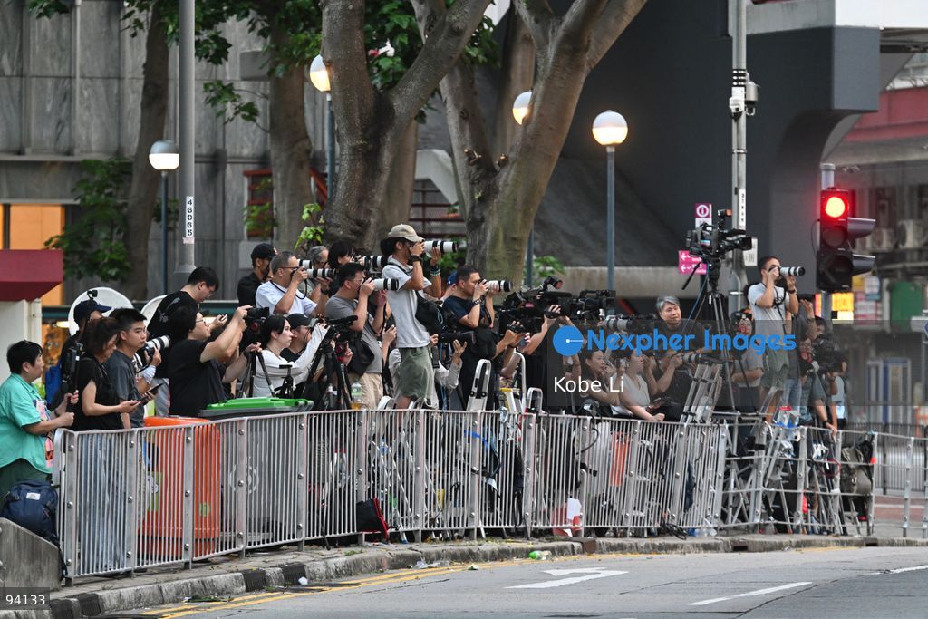 Media and photographers working outside of the Hong Kong Funeral Home in North Point on September 19, 2026 in Hong Kong. Today, the public memorial ceremony for Hong Kong's first Chief Executive, Tung Chee-hwa at the Hong Kong Funeral Home in North Point. (Photo by Kobe Li/Nexpher Images)