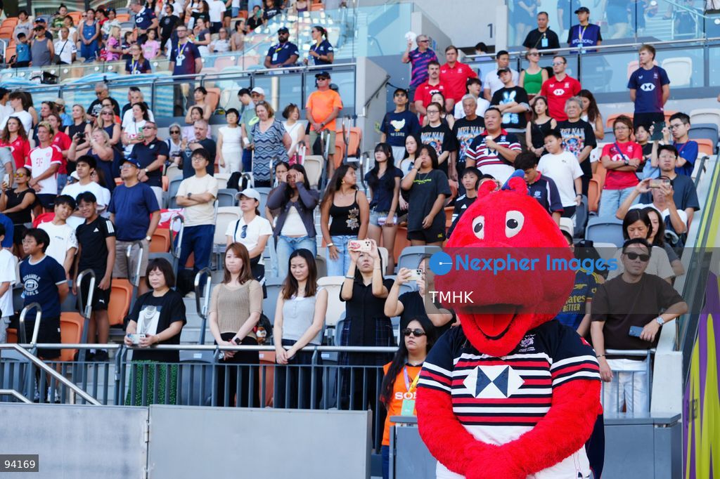 Supporters cheer and wave flags from the stands during the 2026 WXV Global Series match between Hong Kong, China and Fiji at Kai Tak Youth Sports Ground on September 19, 2026 in Hong Kong. (Photo by Zulu Lo/TMHK via Nexpher Images)