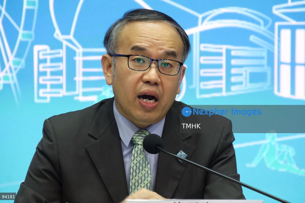 A close-up view shows Secretary for Financial Services and the Treasury Christopher Hui Ching-yu speaking during a press conference on the 2026 Policy Address and the "First Five-Year Plan of Hong Kong" on September 18, 2026 in Hong Kong. (Photo by Gordon Choi/TMHK via Nexpher Images)