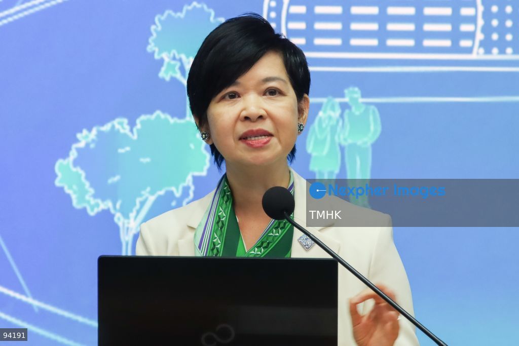 A close-up view shows Secretary for Housing Winnie Ho Wing-yin speaking during a press conference on the 2026 Policy Address and the "First Five-Year Plan of Hong Kong" on September 19, 2026 in Hong Kong. (Photo by Gordon Choi/TMHK via Nexpher Images)
