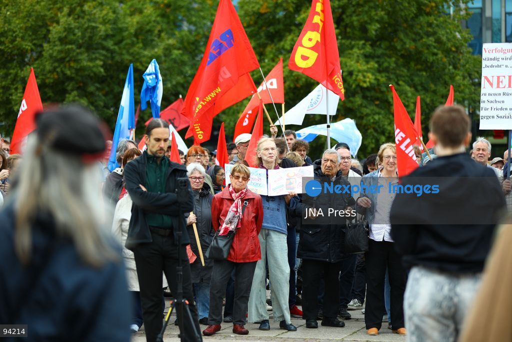 LEIPZIG, GERMANY, SEPTEMBER 19, 2026: Demonstrators march through central Leipzig during a protest against plans by U.S. defense company Covenant to establish a missile production facility in the north of the city. The demonstration, organized by the “Keine Raketenfabrik in Leipzig” alliance, began at Augustusplatz and called for the planned defense production to be stopped. Covenant plans to begin producing its Anthem long-range cruise missiles in Leipzig in 2027. Photo by David Vexelman / JNA Press. (Photo by David Vexelman/JNA Press via Nexpher Images)