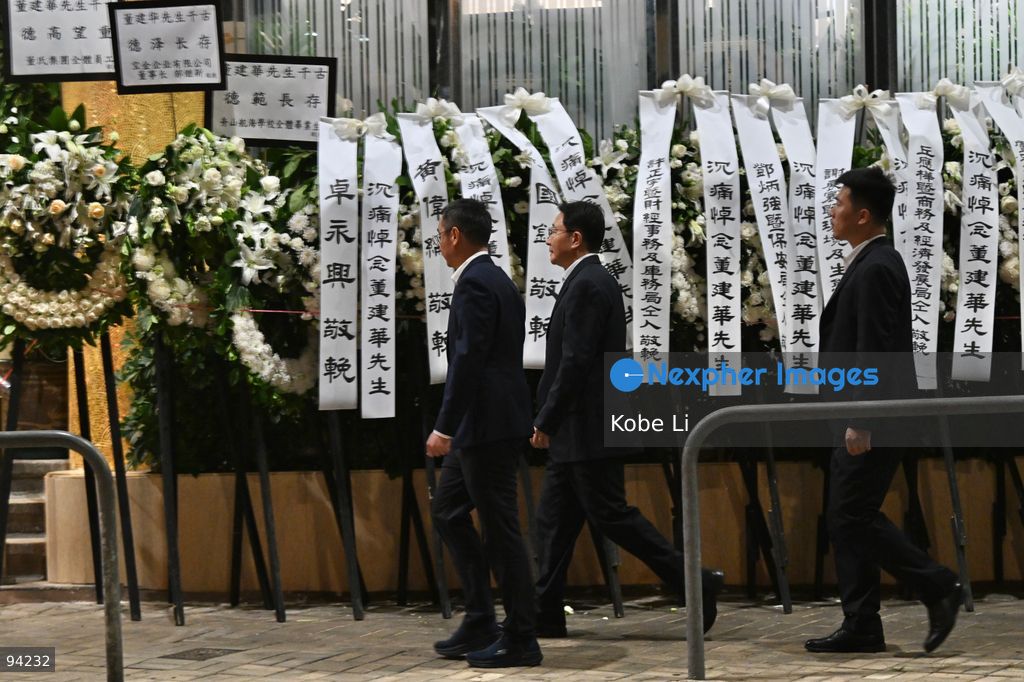 Zhou Ji, Director of the Liaison Office of the Central People's Government, arriving the Hong Kong Funeral Home in North Point on September 19, 2026 in Hong Kong. Today, the public memorial ceremony for Hong Kong's first Chief Executive, Tung Chee-hwa at the Hong Kong Funeral Home in North Point. (Photo by Kobe Li/Nexpher Images)