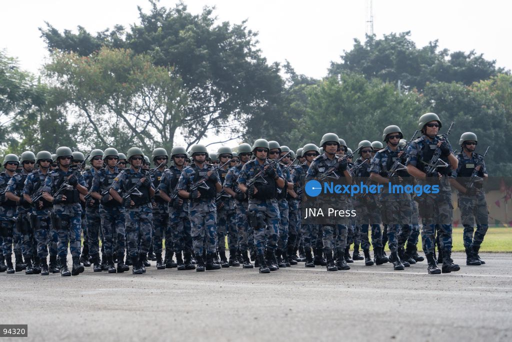 KATHMANDU, NEPAL, SEPTEMBER 19, 2026: Security personnel from the Nepali Army, Nepal Police and Armed Police Force take part in a ceremonial march during Nepal’s Constitution Day and National Day celebrations at the Army Pavilion in Tundikhel, Kathmandu. President Ram Chandra Paudel, Prime Minister Balendra Shah, Vice President Ram Sahaya Prasad Yadav and other senior state officials attended the ceremony, which included a guard of honor, march-past and band performances. Photo by Ghanashyam Shrestha / JNA Press. (Photo by Ghanashyam Shrestha/JNA Press via Nexpher Images)