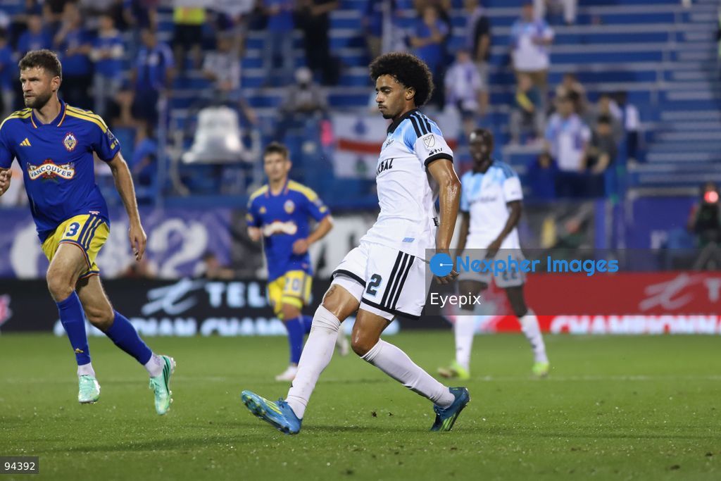 Jalen Neal #2 of CF Montreal passes the ball during semi-final match of the Canadian Championship between CF Montreal and Vancouver Whitecaps FC at Saputo Stadium. on September 16, 2026 in Montreal, Canada. (Photo by Horacio Zamora/ Eyepix Group) (Photo by Horacio Zamora/ Eyepix Group/Eyepix via Nexpher Images)