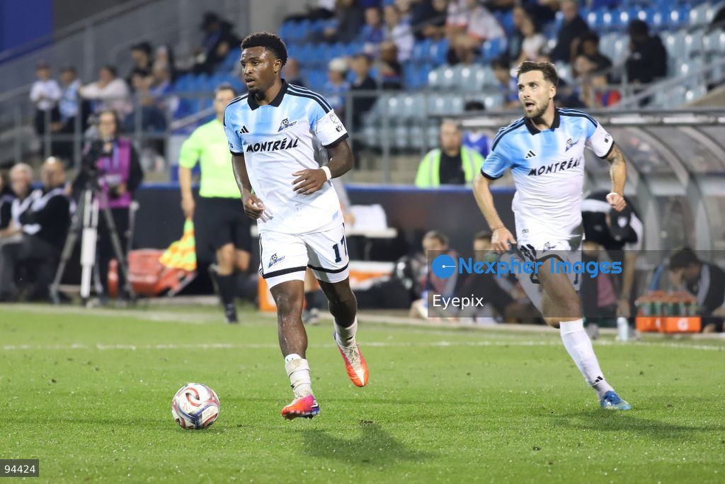 Dante Sealy #17 of CF Montreal drives the ball during semi-final match of the Canadian Championship between CF Montreal and Vancouver Whitecaps FC at Saputo Stadium. on September 16, 2026 in Montreal, Canada. (Photo by Horacio Zamora/ Eyepix Group) (Photo by Horacio Zamora/ Eyepix Group/Eyepix via Nexpher Images)
