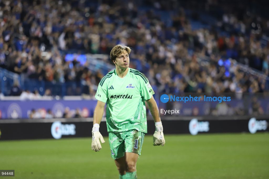 Sébastian Breza #1 of CF Montreal looks on during semi-final match of the Canadian Championship between CF Montreal and Vancouver Whitecaps FC at Saputo Stadium. on September 16, 2026 in Montreal, Canada. (Photo by Horacio Zamora/ Eyepix Group) (Photo by Horacio Zamora/ Eyepix Group/Eyepix via Nexpher Images)