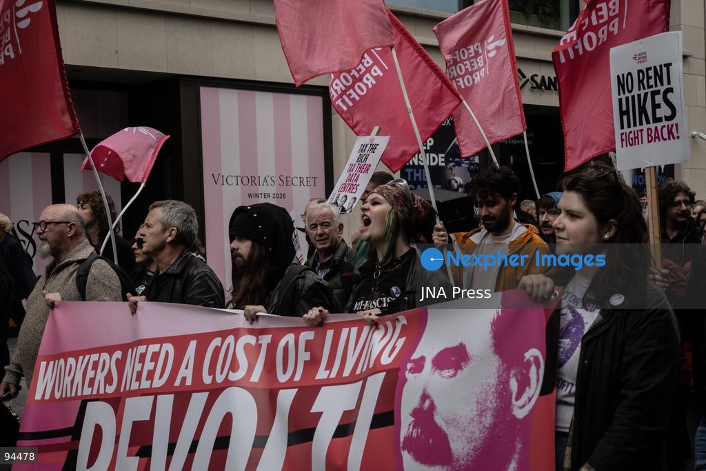 DUBLIN, IRELAND, SEPTEMBER 19, 2026: Protesters march from the Garden of Remembrance to Leinster House in Dublin during a demonstration calling for government action on Ireland’s housing and cost-of-living pressures ahead of Budget 2027. Trade unions, political groups and community organizations joined the protest, calling for measures addressing housing costs, wages, energy prices and other household expenses. Photo by Nadia Caimi / JNA Press (Photo by Nadia Caimi/JNA Press via Nexpher Images)