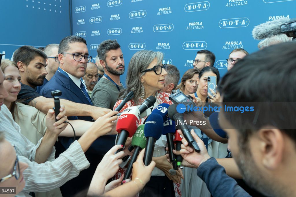 MILAN, ITALY, SEPTEMBER 19, 2026: Francesca Albanese, United Nations Special Rapporteur on the situation of human rights in the Palestinian territories occupied since 1967, speaks during the Five Star Movement’s “Nova – Parola all’Italia” assembly at the World Join Center in Milan. Albanese received a standing ovation as she addressed the gathering, speaking about the war in Gaza and criticizing Israel’s actions and international responses to the conflict. The two-day Nova event brings together members, experts and invited guests to discuss and vote on policy proposals developed through the movement’s nationwide participatory process. Photo by Calogero Russo / JNA Press. (Photo by calogero russo/JNA Press via Nexpher Images)