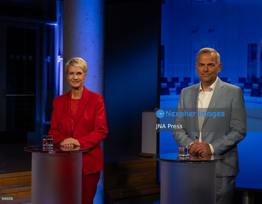SCHWERIN, GERMANY, SEPTEMBER 16, 2026: Mecklenburg-Vorpommern Minister-President Manuela Schwesig of the Social Democratic Party (SPD) and AfD politician Leif-Erik Holm take part in a televised election debate at the NDR broadcasting center in Schwerin, ahead of the state election on September 20. The one-hour debate focused on issues including education, migration, energy and public broadcasting. Photo by Somaya Abdelrahman / JNA Press. (Photo by Somaya Abdelrahman/JNA Press via Nexpher Images)