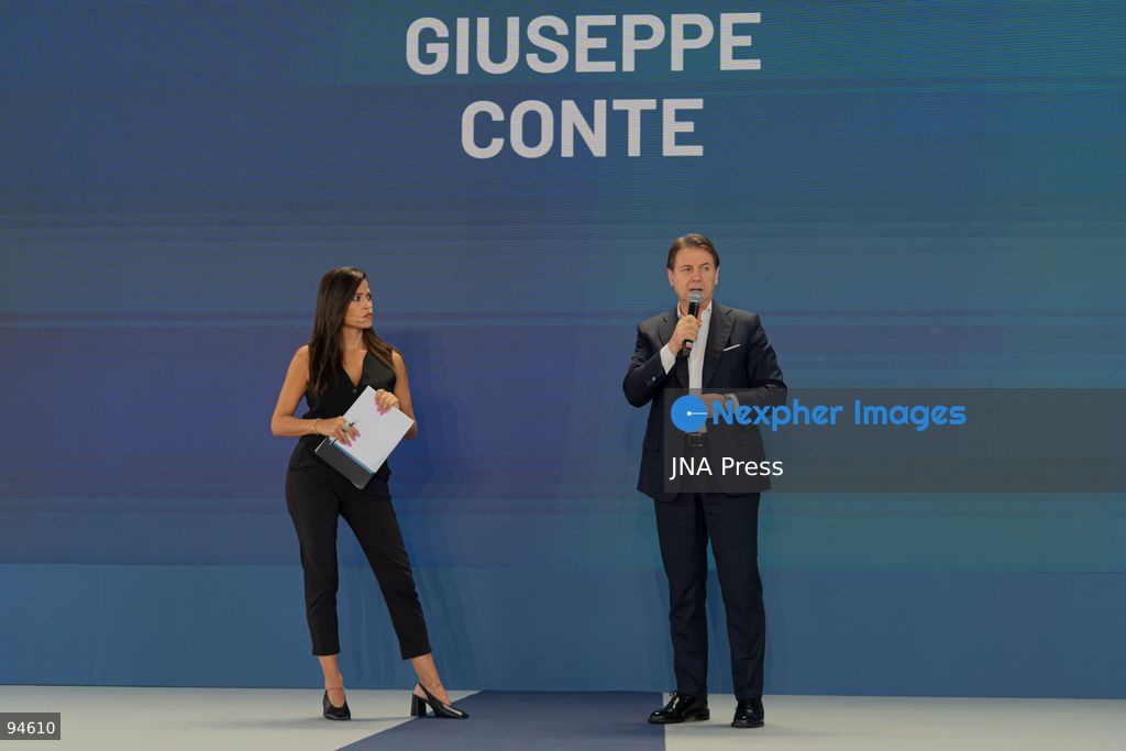 MILAN, ITALY, SEPTEMBER 19, 2026: Giuseppe Conte, leader of Italy’s Five Star Movement and former prime minister, addresses the movement’s “Nova – Parola all’Italia” assembly in Milan. Conte called for efforts to pursue peace and reiterated his opposition to increased military spending and continued weapons shipments to Ukraine, saying that weapons push peace further away. The position on military aid to Kyiv remains a point of disagreement between the Five Star Movement and its potential center-left coalition partners, including the Democratic Party. Photo by Calogero Russo/ JNA Press. (Photo by calogero russo/JNA Press via Nexpher Images)